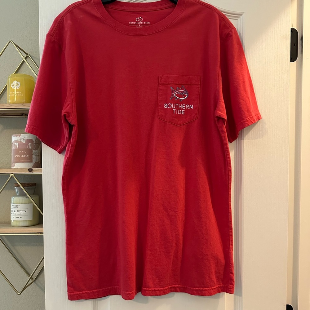 Southern Tide Classic Red Pocket Tee